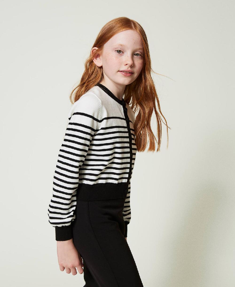Scee by twin set Cardigan a righe con logo jacquard Offerta