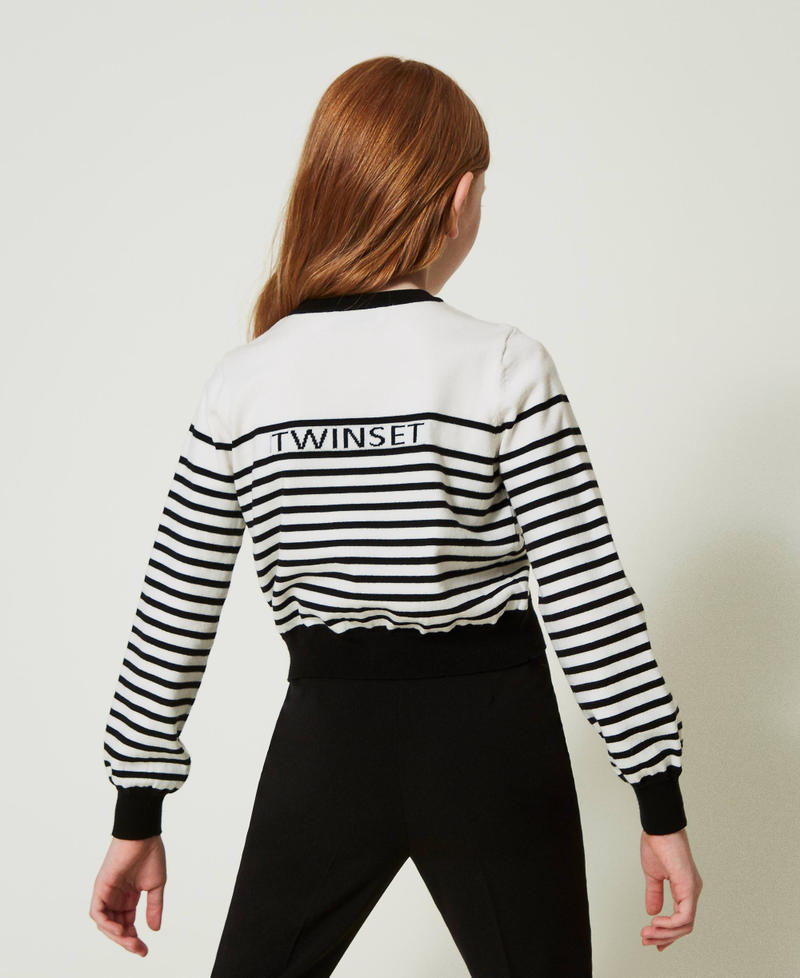 Scee by twin set Cardigan a righe con logo jacquard Offerta