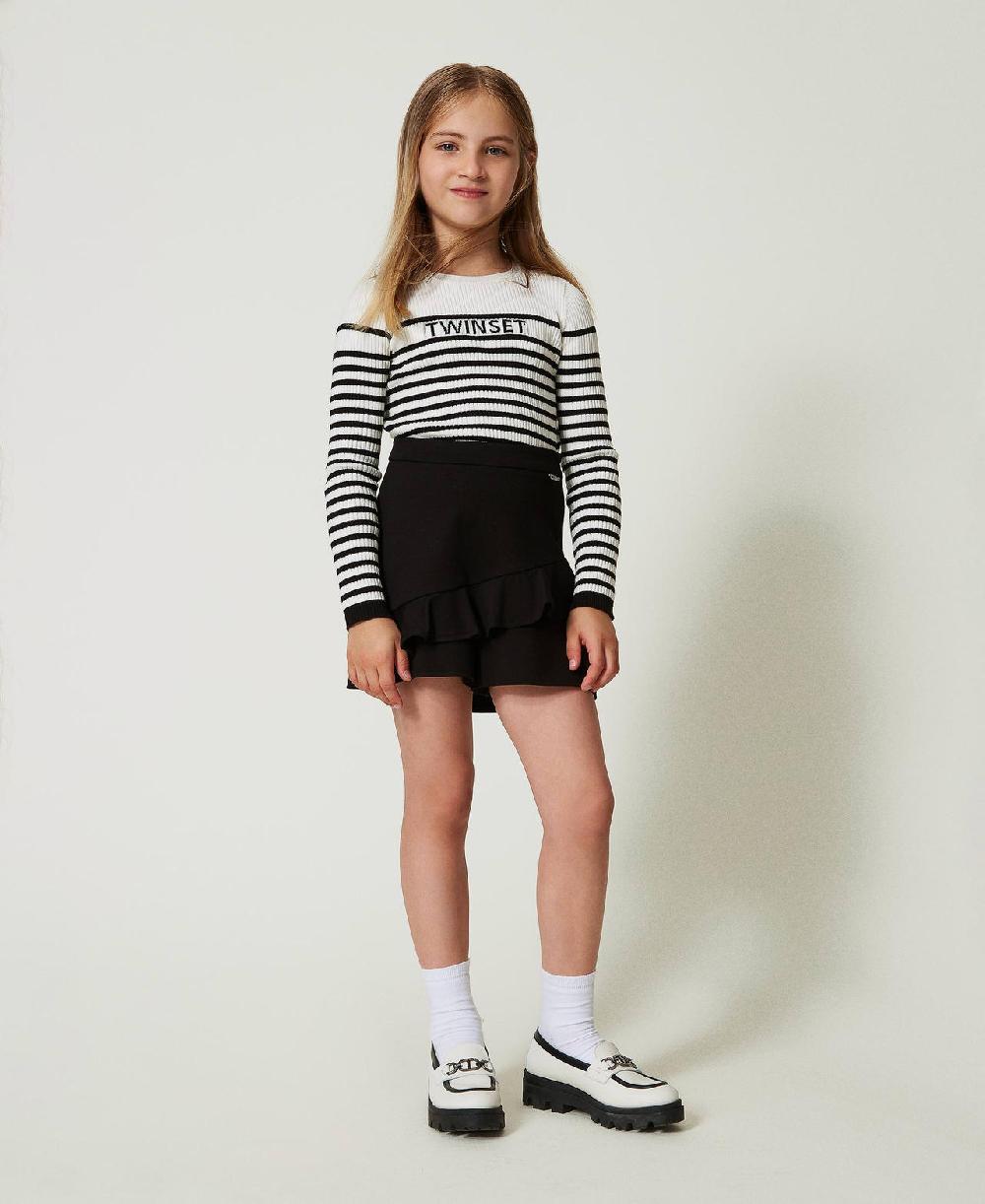 Scee by twin set Maglia girocollo a righe con logo jacquard Economico