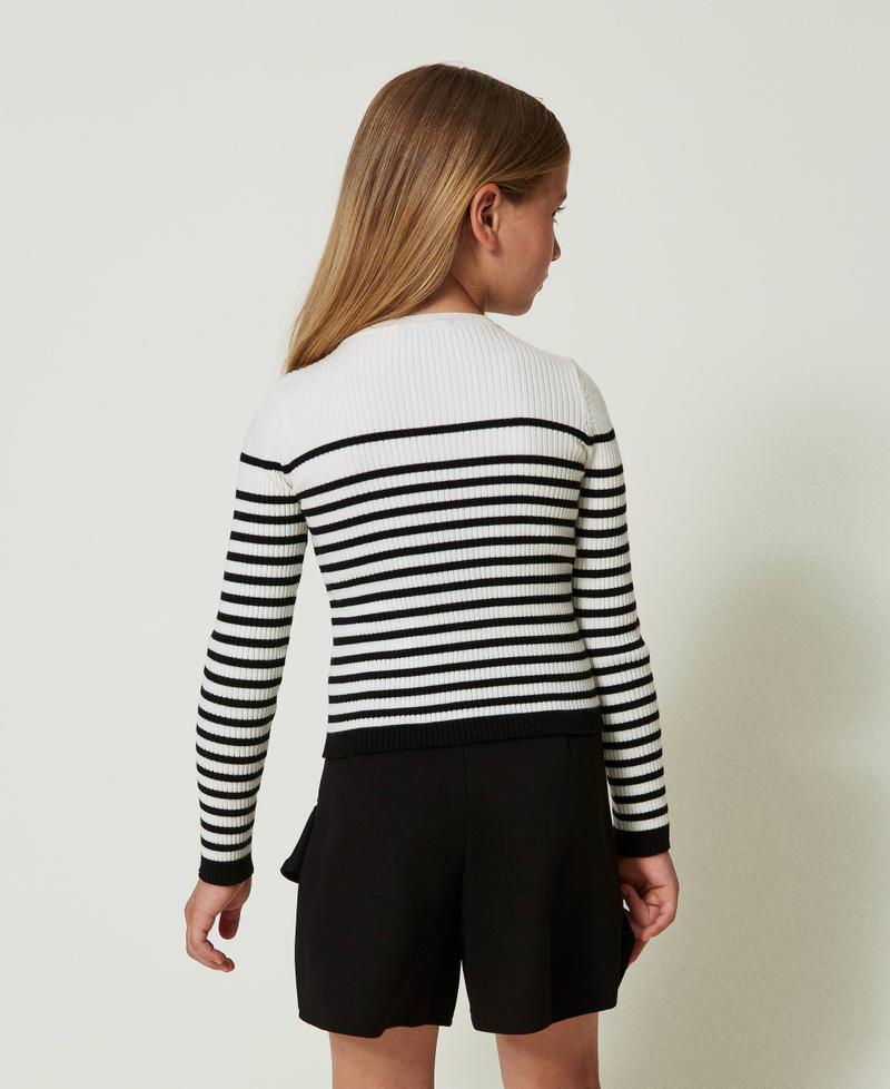 Scee by twin set Maglia girocollo a righe con logo jacquard Economico