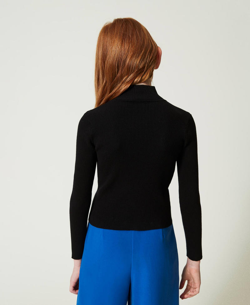 Scee by twin set Maglia lupetto a costine con logo Outlet