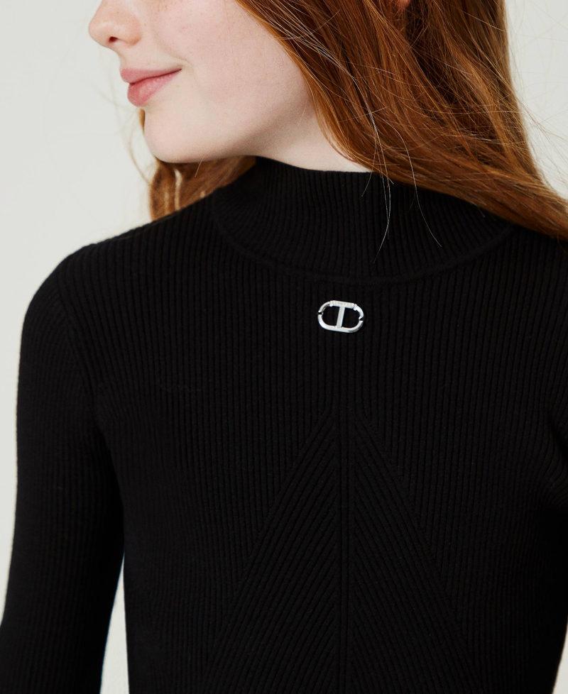 Scee by twin set Maglia lupetto a costine con logo Outlet