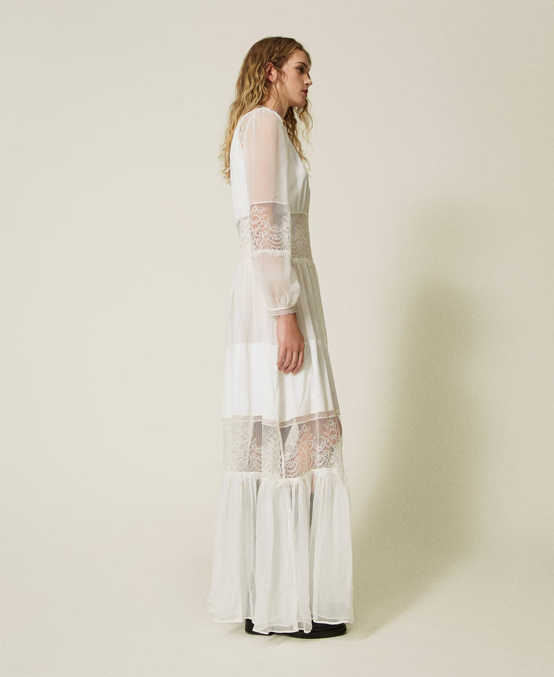 Scee by twin set Abito in creponne di seta con pizzo Offerte