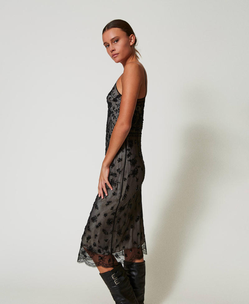 Scee by twin set Abito longuette in tulle con ricamo a mano Vendita Economica