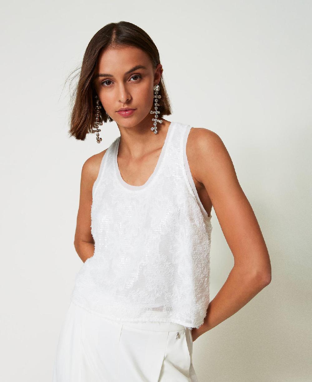 Scee by twin set Top a canotta in full paillettes Negozio