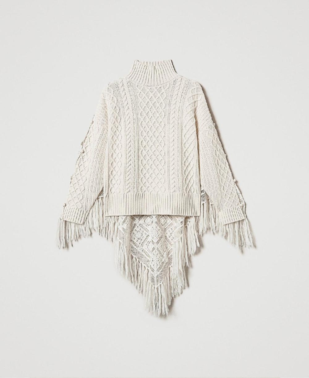 Scee by twin set Maxi maglia in misto lana con stola In Saldo