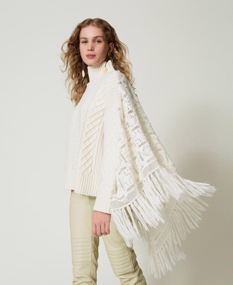 Scee by twin set Maxi maglia in misto lana con stola In Saldo