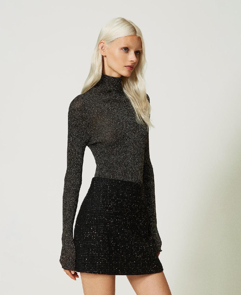 Scee by twin set Maglia lupetto in lurex a coste Italia