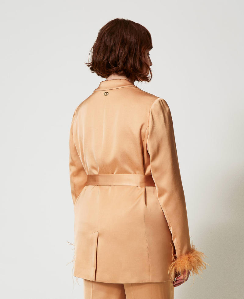 Scee by twin set Giacca blazer in raso con piume Qualità Garantita