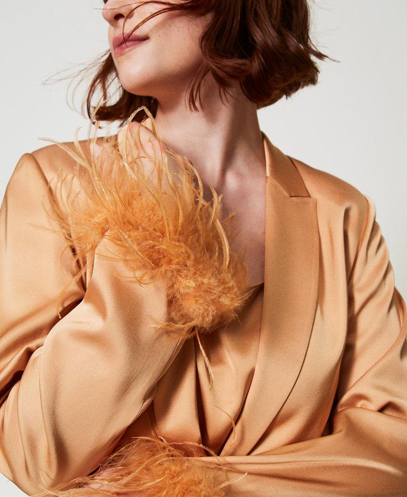 Scee by twin set Giacca blazer in raso con piume Qualità Garantita
