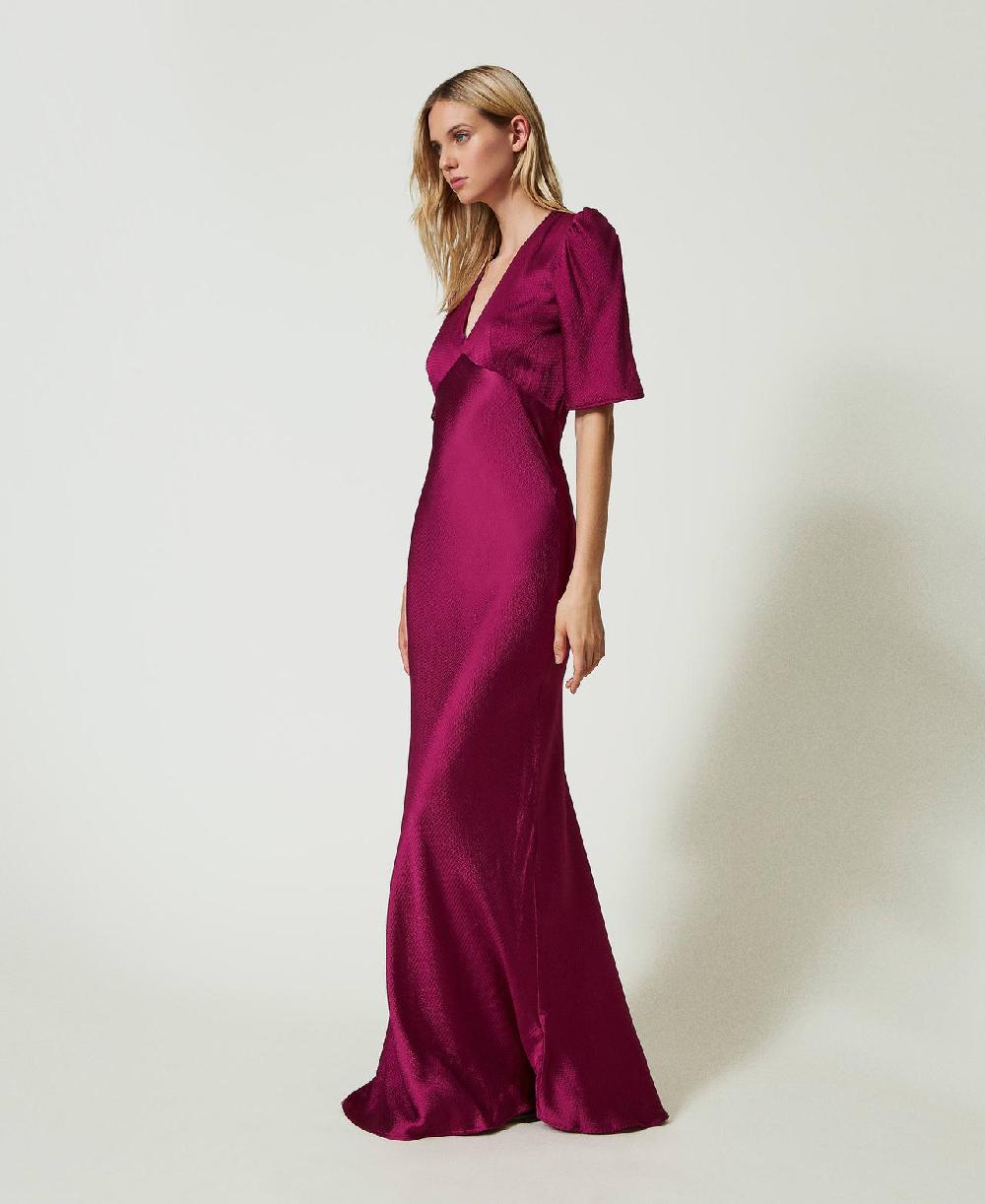 Scee by twin set Abito lungo in raso martellato Negozi Online