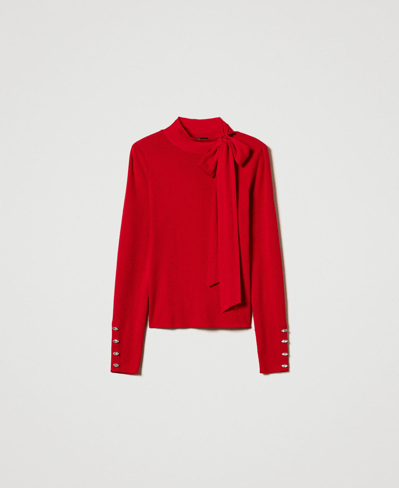 Scee by twin set Maglia lupetto con fiocco e ricamo
