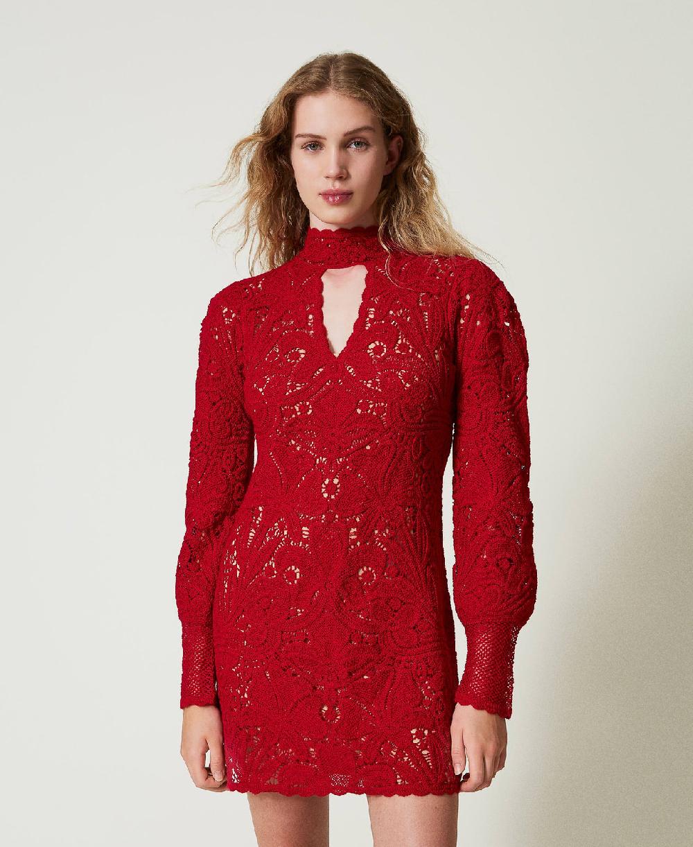 Scee by twin set Abito corto in maglia crochet a fiori Prezzo Ridotto