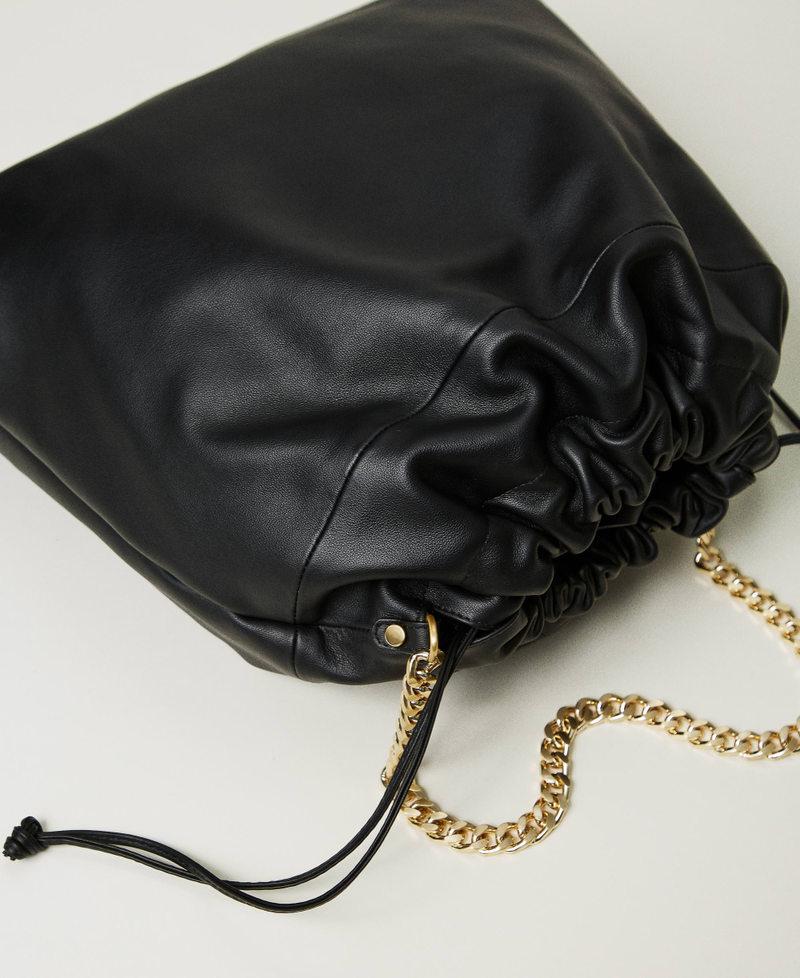 Scee by twin set Borsa shopper grande in pelle con coulisse Saldi
