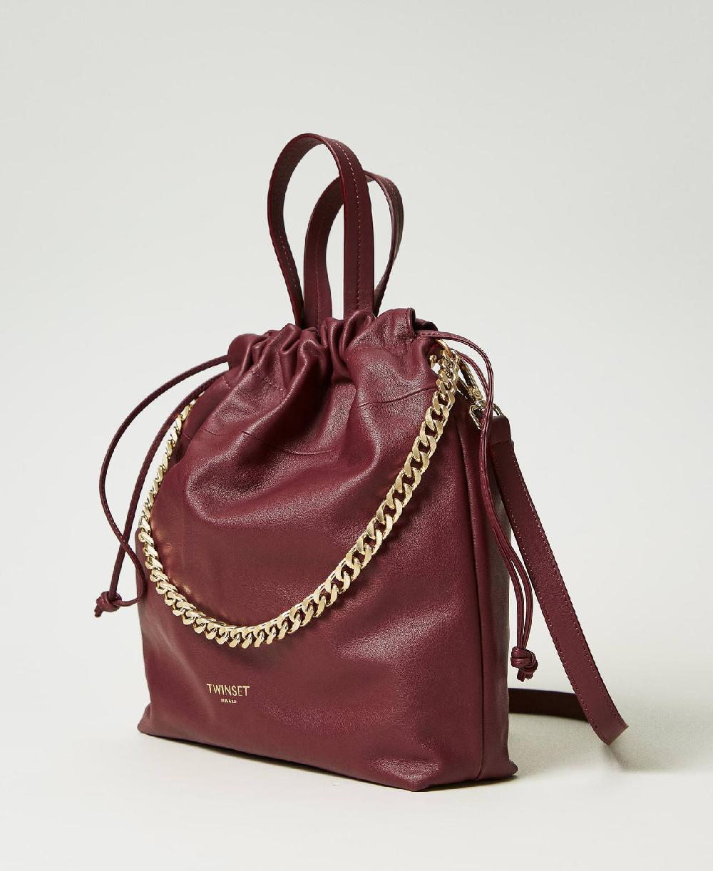 Scee by twin set Borsa shopper media in pelle con coulisse In Saldo