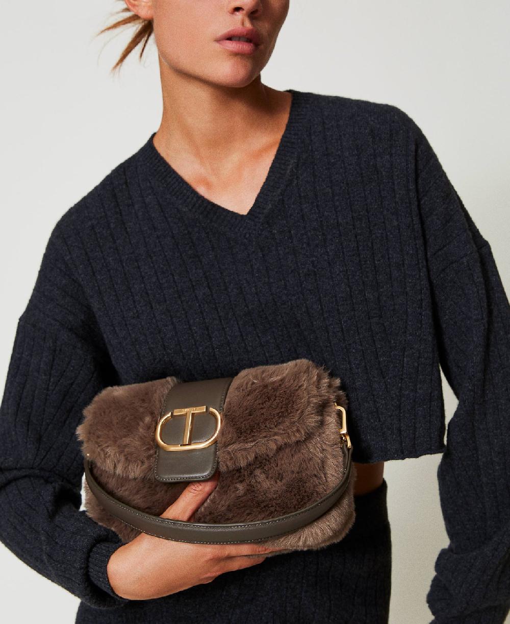 Scee by twin set Borsa a tracolla 'Amie' media in faux fur Italia