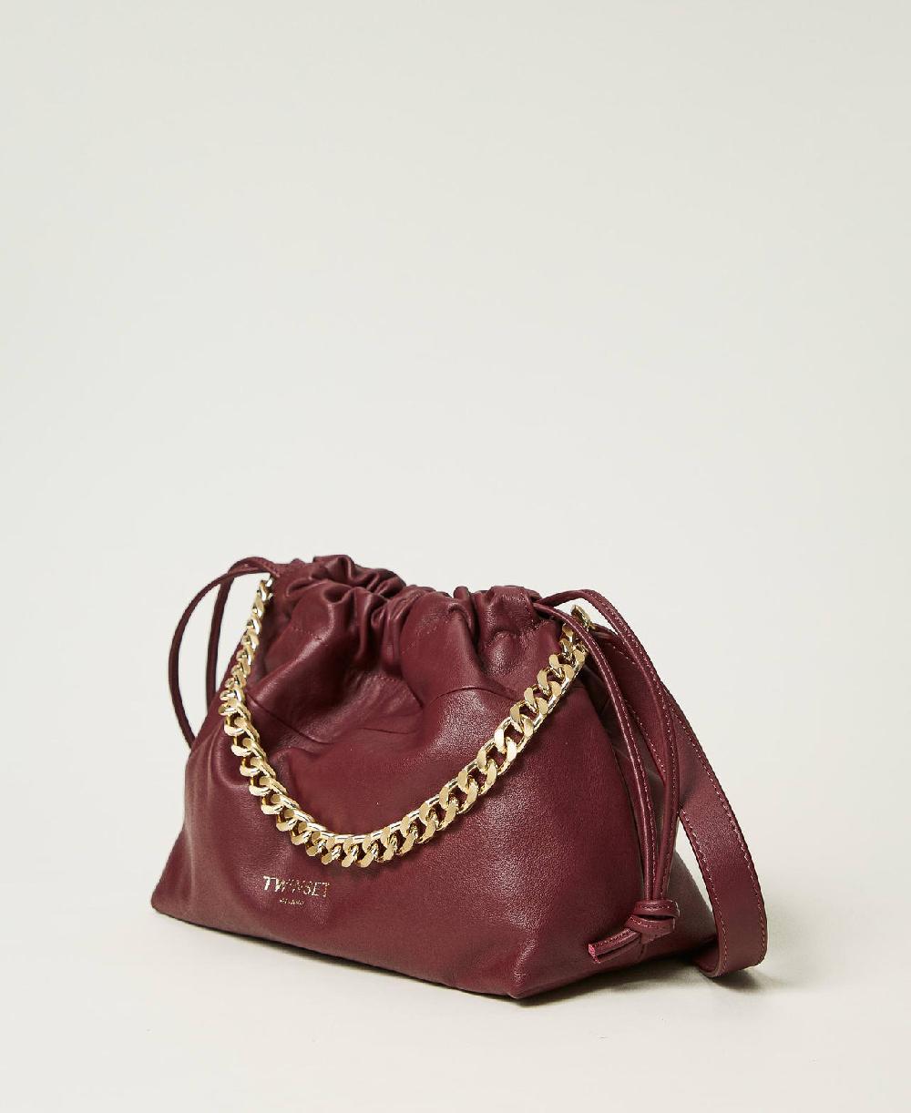 Scee by twin set Borsa a tracolla in pelle con coulisse In Linea