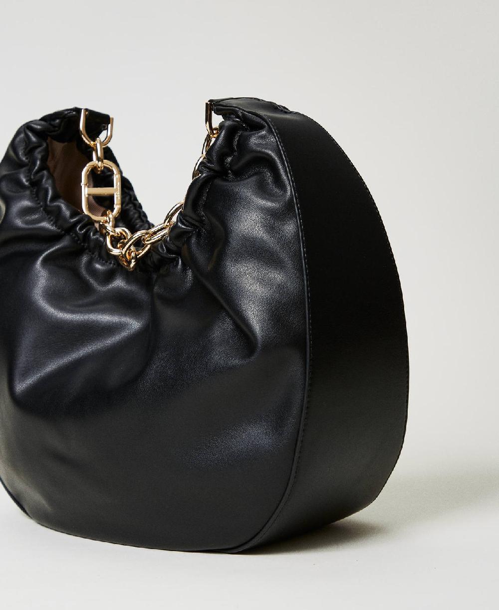 Scee by twin set Borsa hobo ‘Croissant’ con arricciatura e Oval T Negozi Online