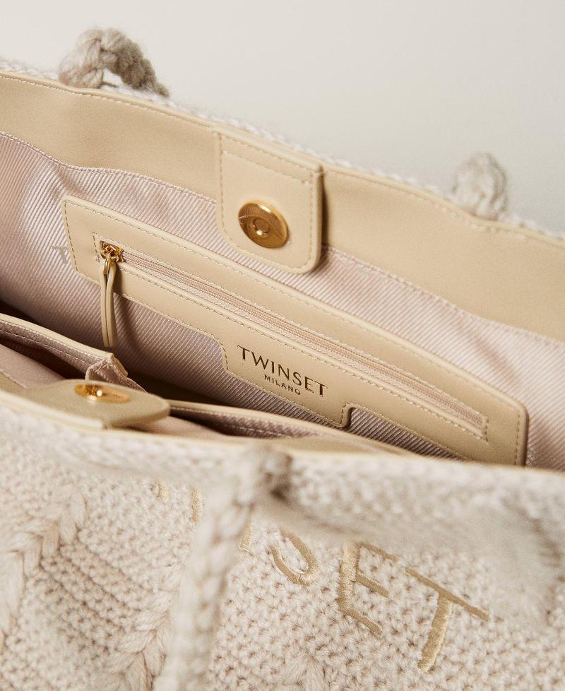 Scee by twin set Borsa shopper 'Bohémienne' tricot con logo Offerta Anniversario