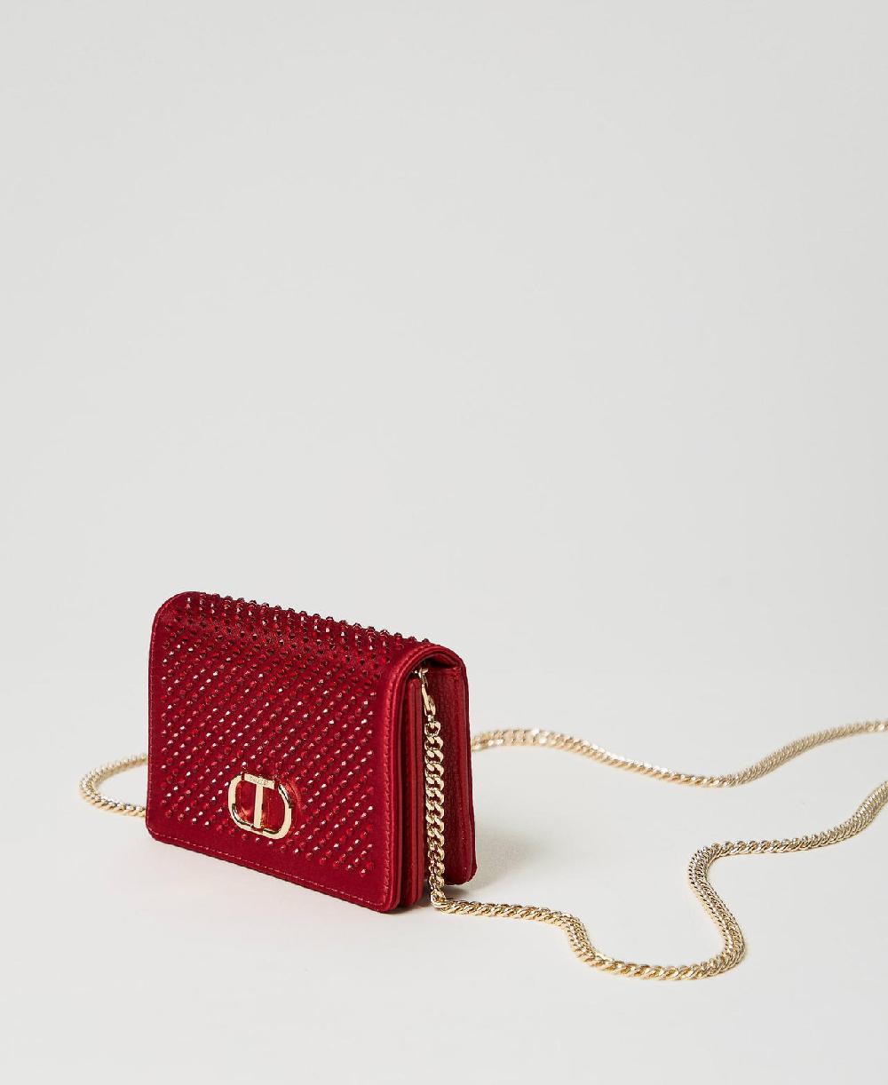 Scee by twin set Mini borsa a tracolla in raso con strass Saldi