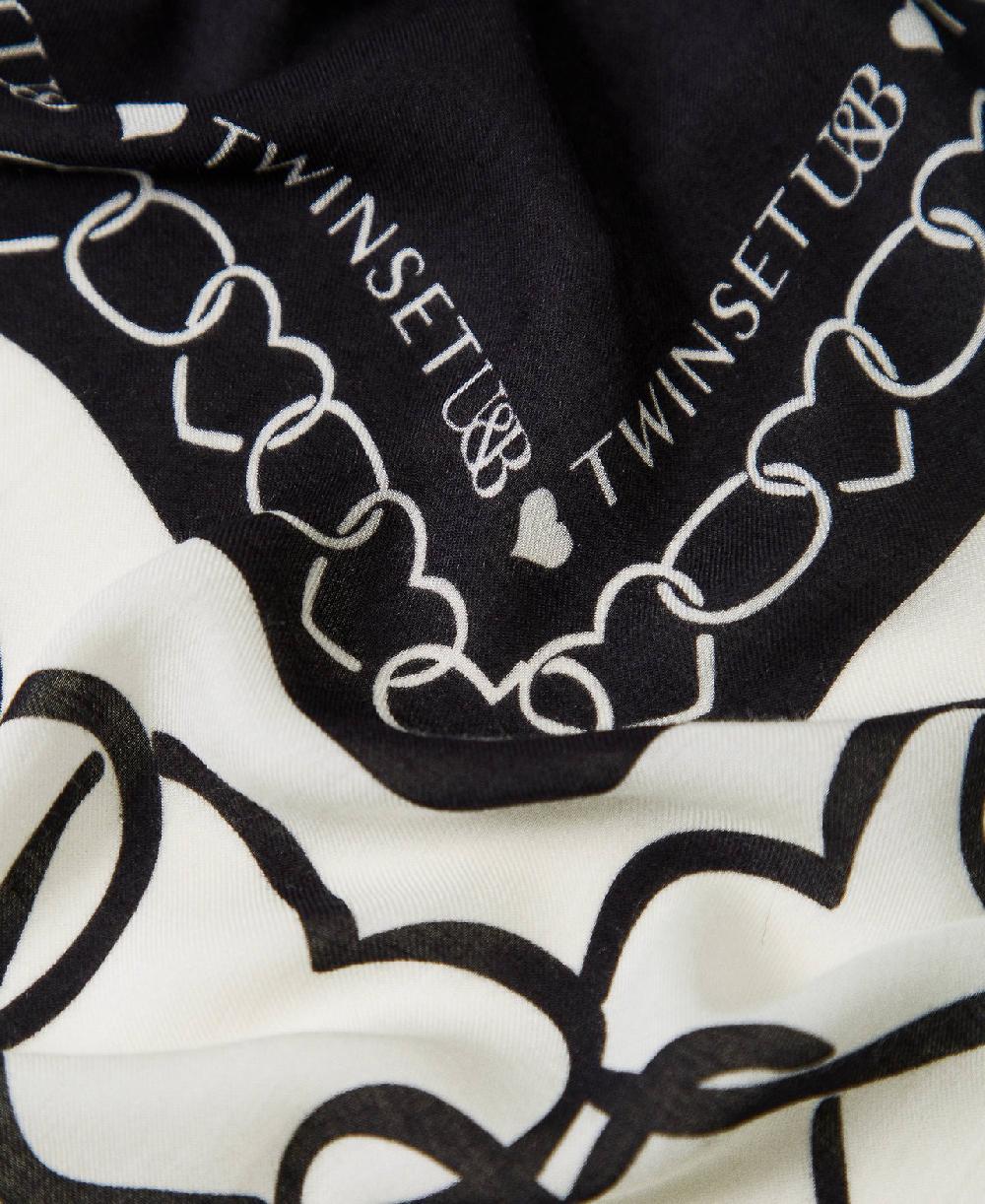 Scee by twin set Kefiah con stampa a cuori In Linea