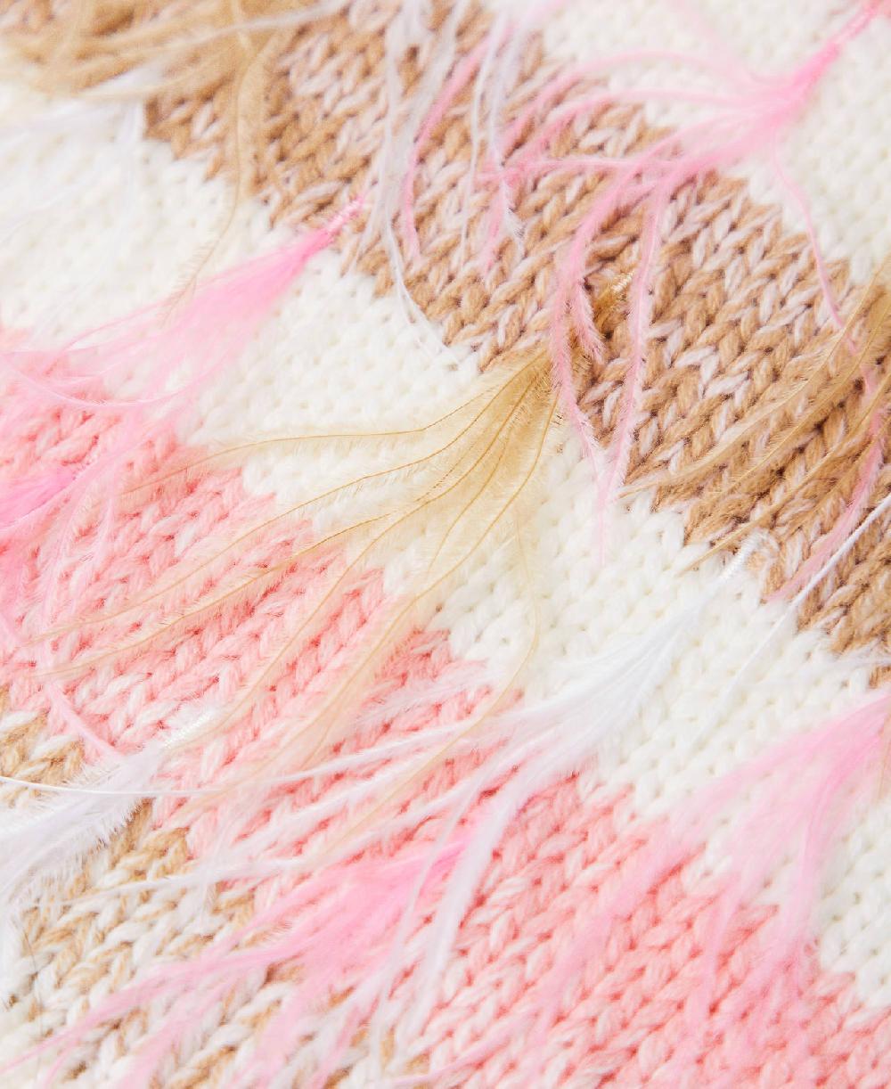 Scee by twin set Sciarpa jacquard con piume Nuovo