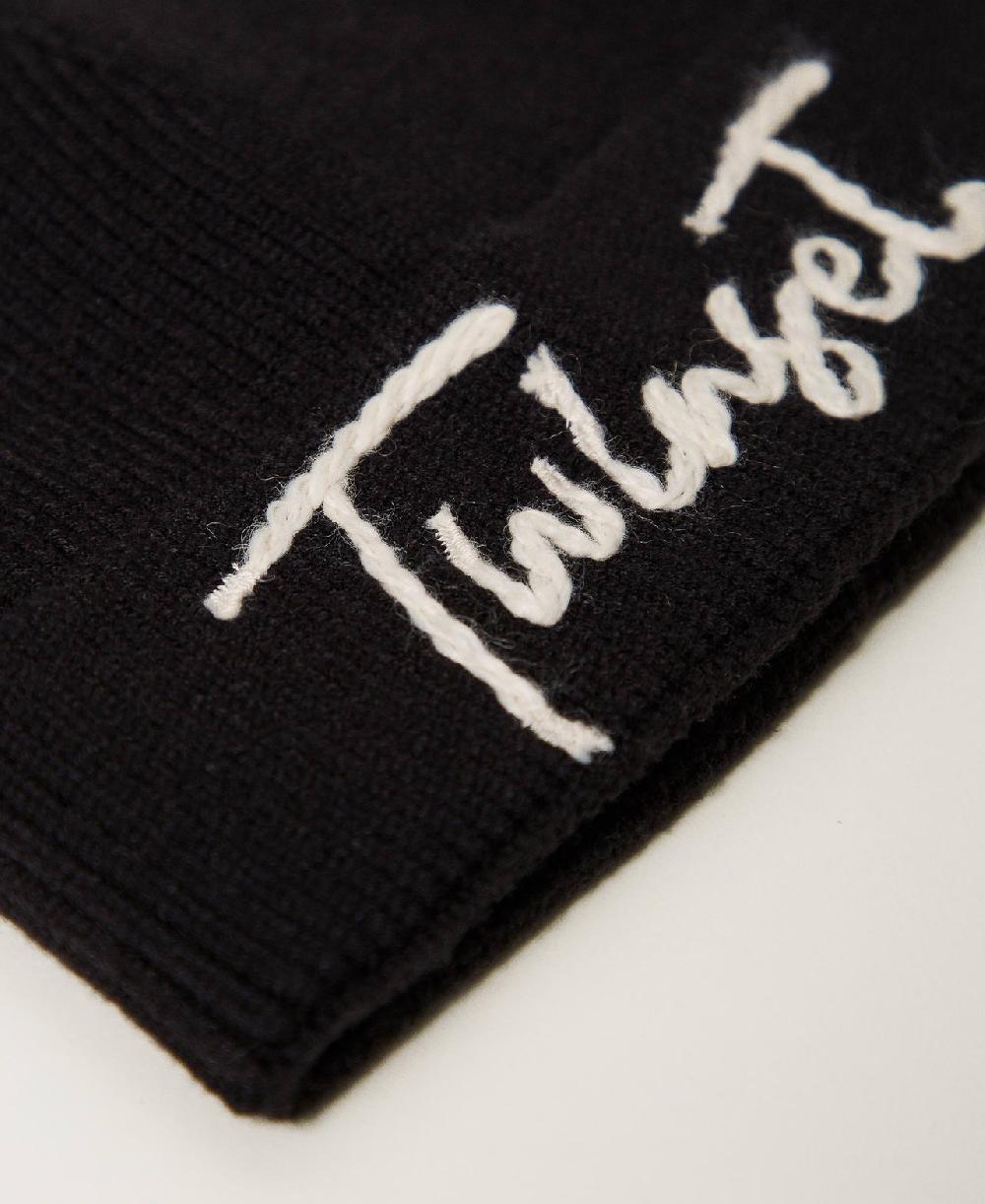 Scee by twin set Cuffia in maglia con ricamo logo In Saldo