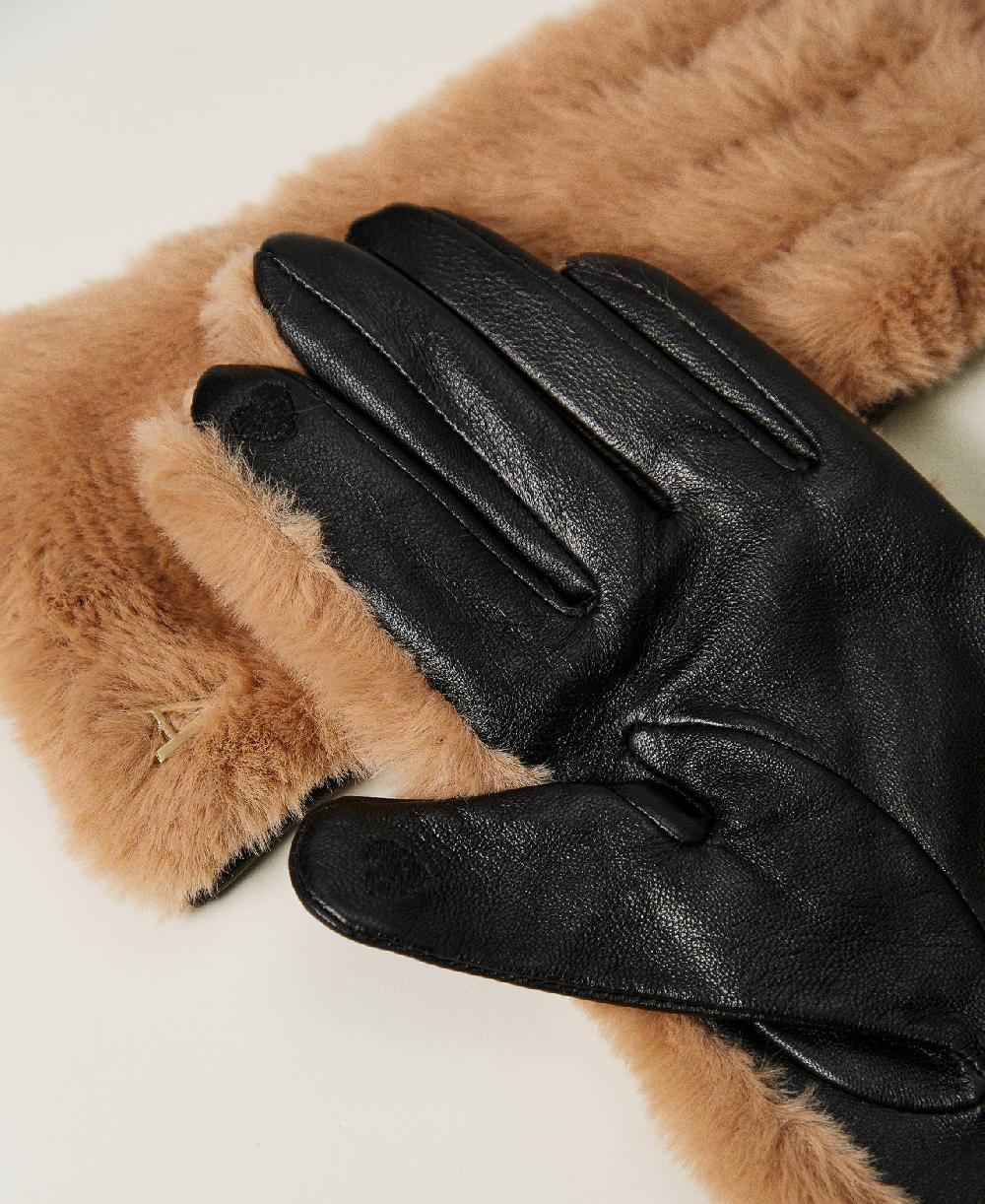Scee by twin set Guanti in faux fur 2025