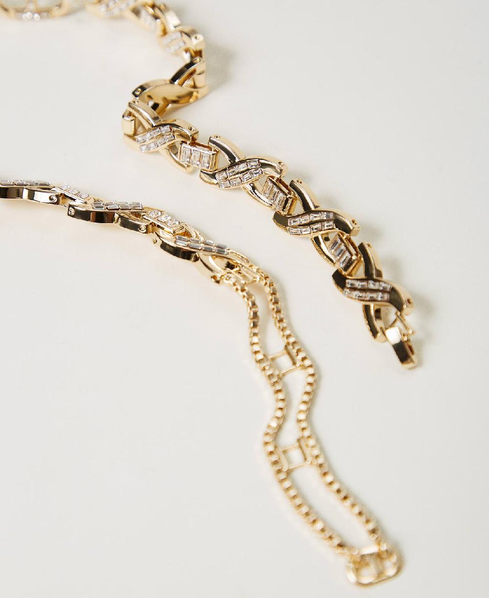 Scee by twin set Collana girocollo con strass e Oval T Italy