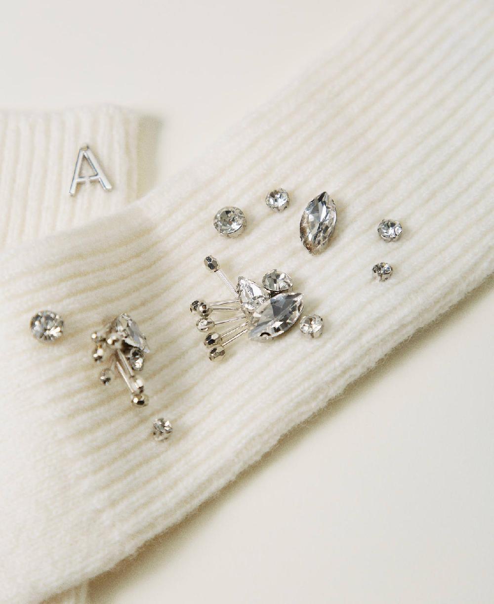 Scee by twin set Guanti in maglia con ricami Shopping Online