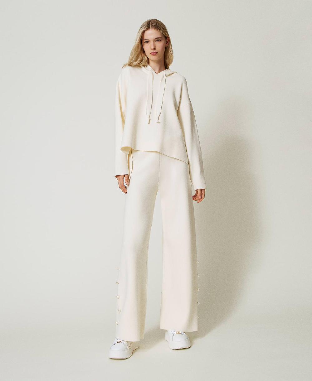 Scee by twin set Pantaloni wide leg in maglia con perle Soddisfazione Garantita