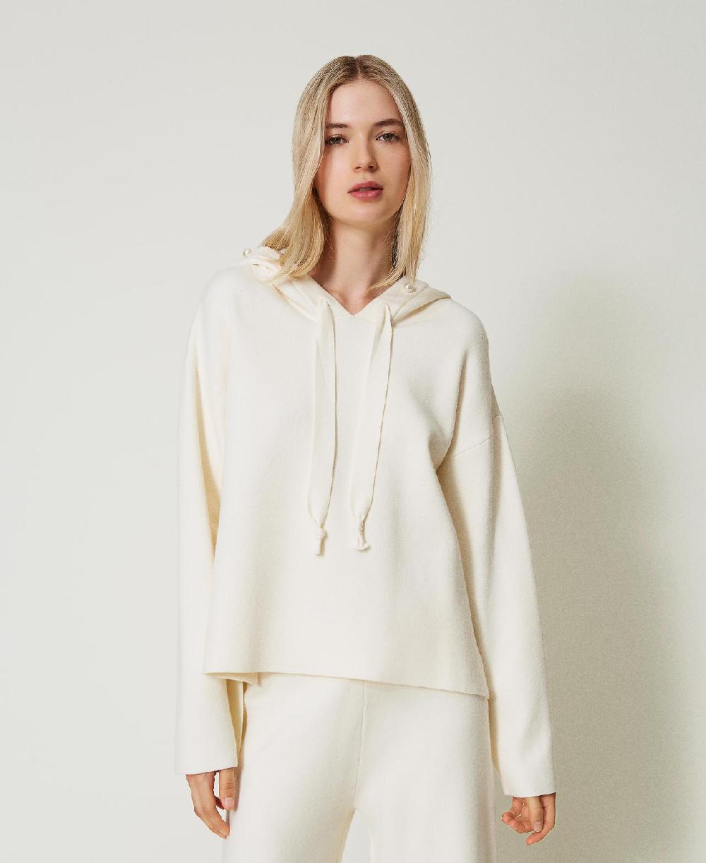 Scee by twin set Maglia con cappuccio e perle Qualità Garantita