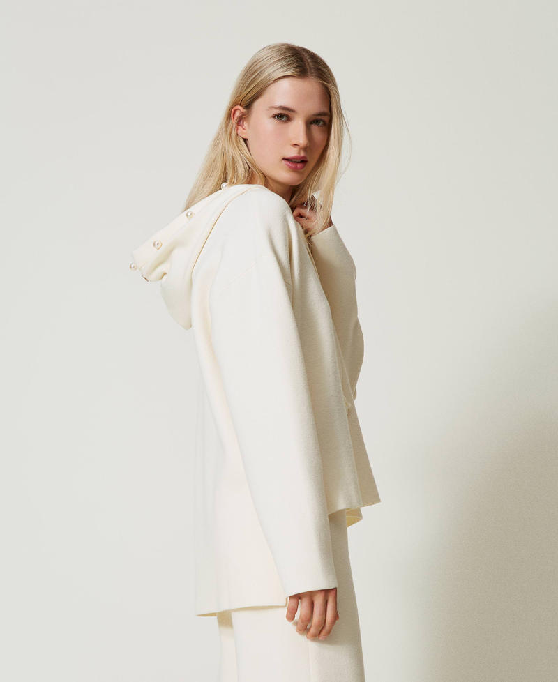 Scee by twin set Maglia con cappuccio e perle Qualità Garantita