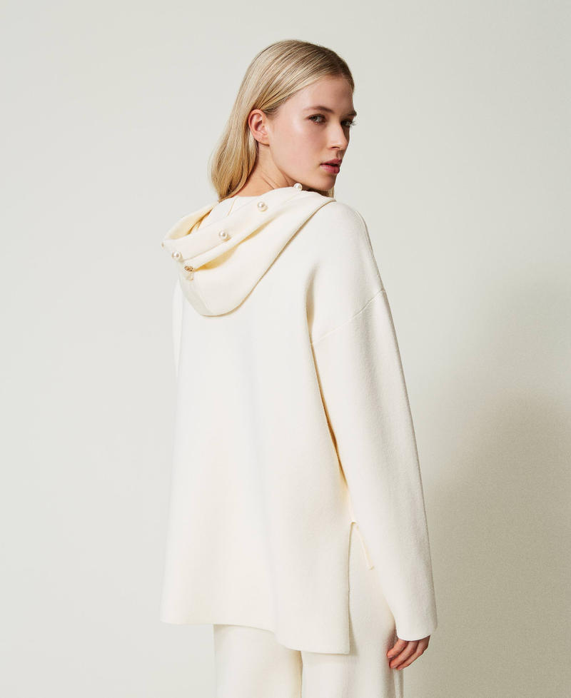 Scee by twin set Maglia con cappuccio e perle Qualità Garantita