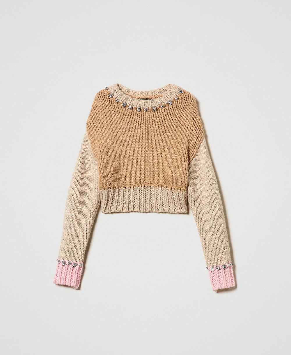 Scee by twin set Maglia color block con ricami a mano