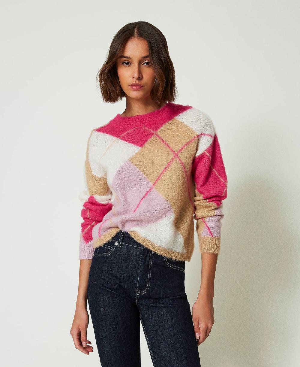 Scee by twin set Maglia jacquard argyle in misto lana Promozione Limitata