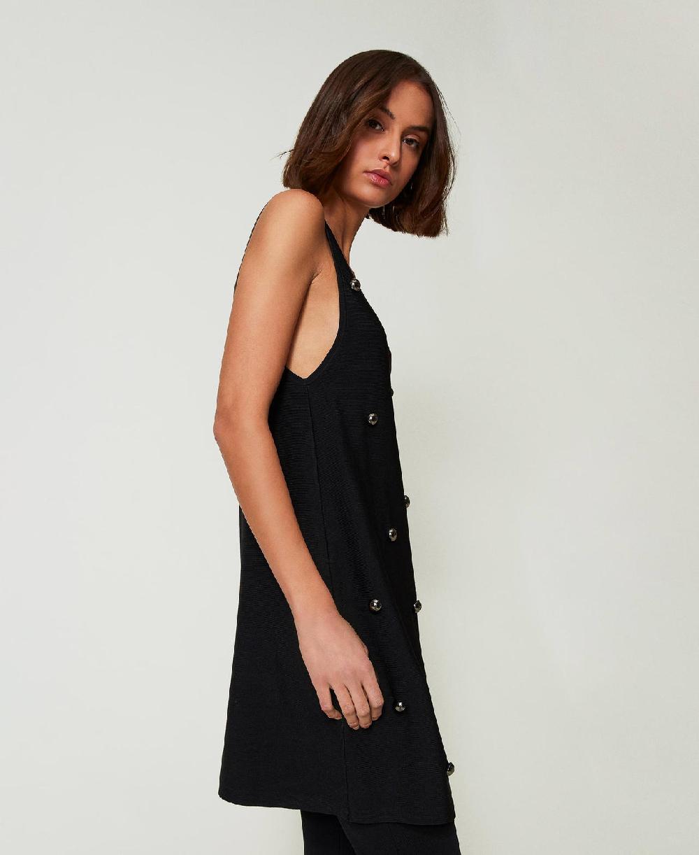 Scee by twin set Abito corto in maglia con borchie Sconto