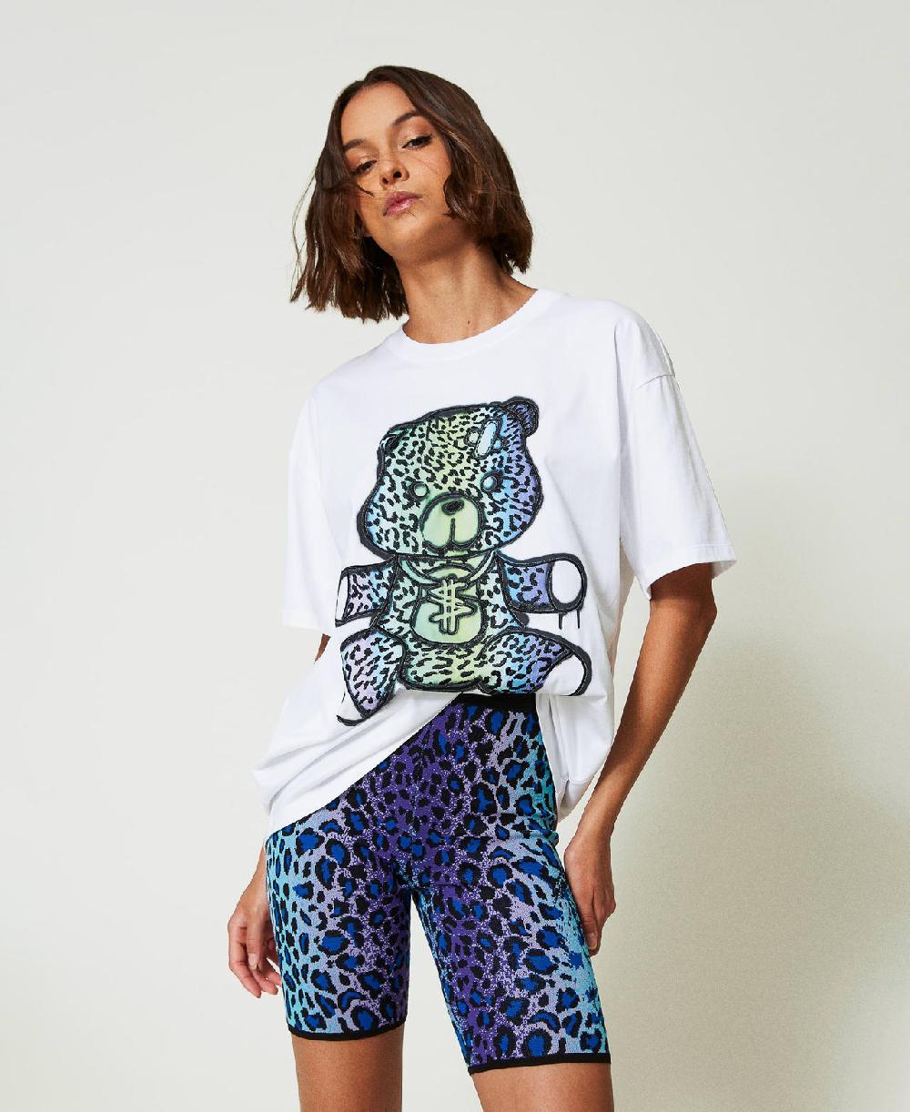 Scee by twin set Shorts biker MYFO in maglia jacquard Outlet