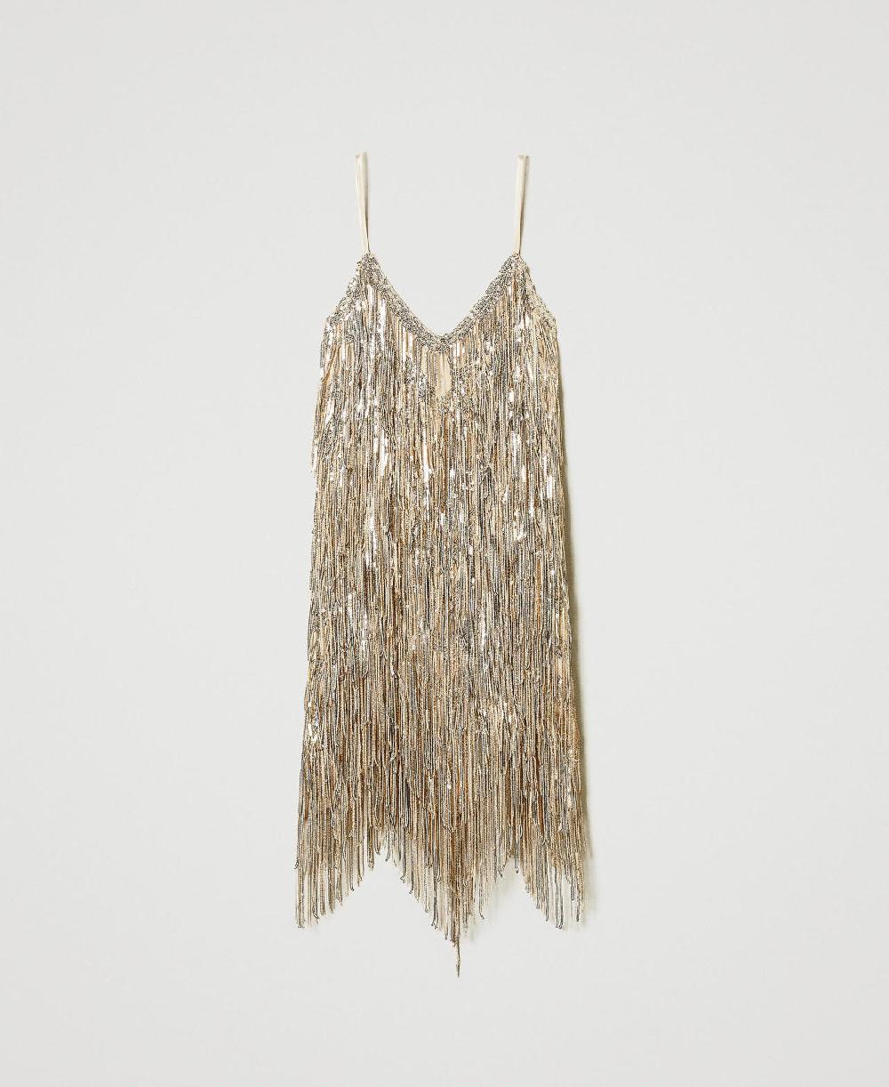 Scee by twin set Abito corto MYFO con frange di paillettes