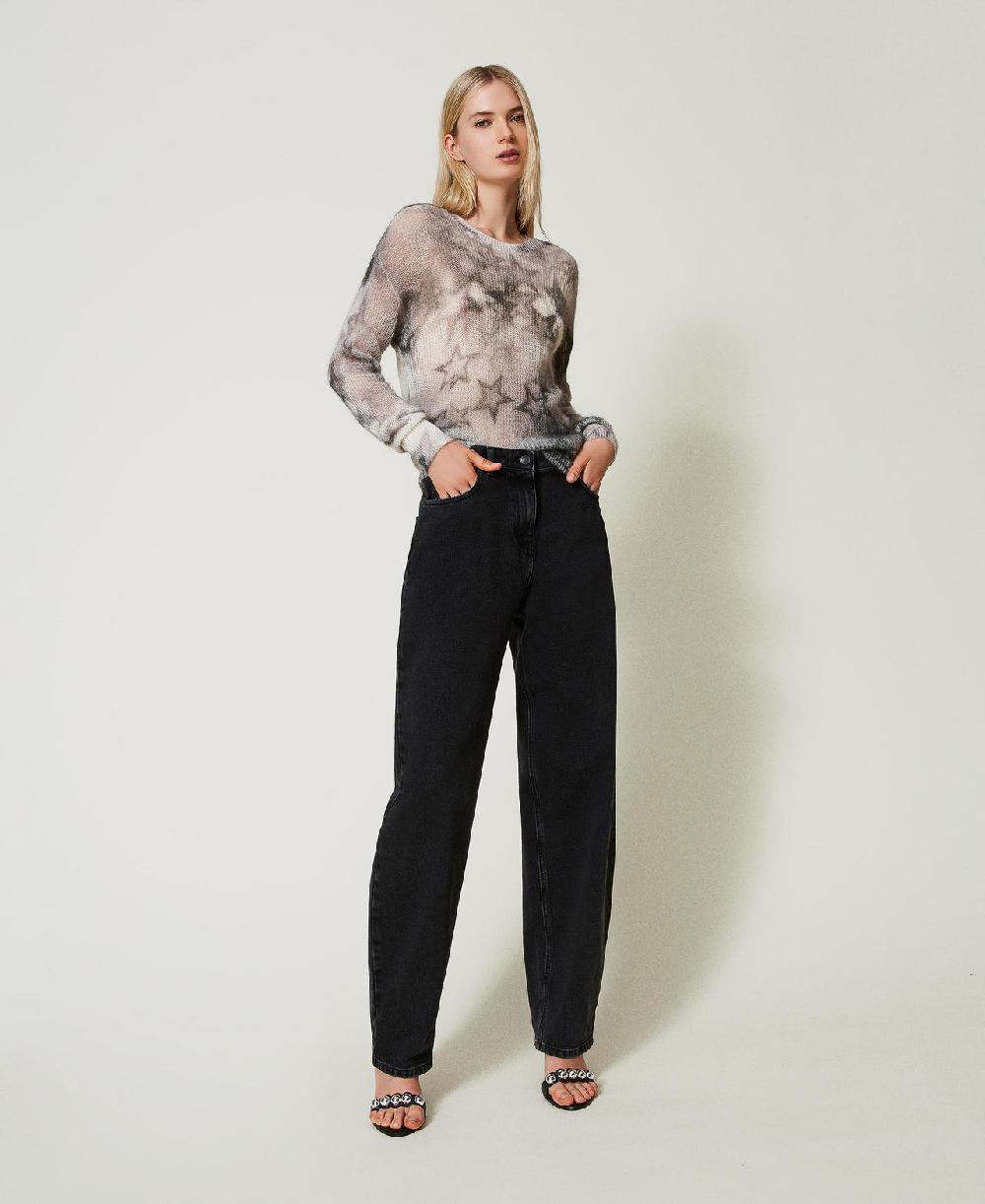 Scee by twin set Jeans nero carrot fit cinque tasche Offerte