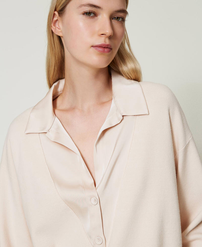 Scee by twin set Maglia con colletto in raso Vendita Calda