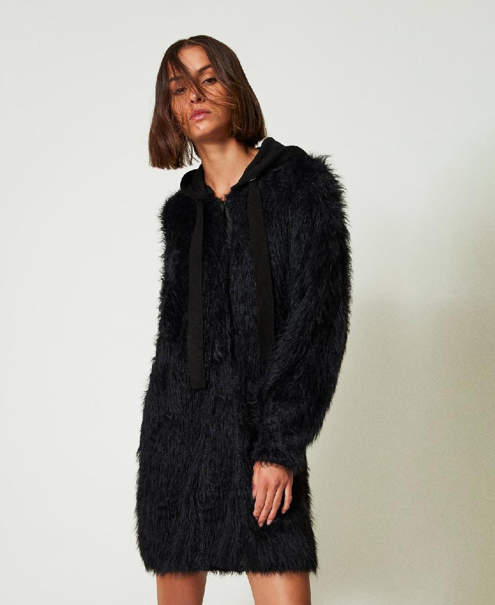 Scee by twin set Cappotto MYFO in maglia con cappuccio Saldi Di Fabbrica