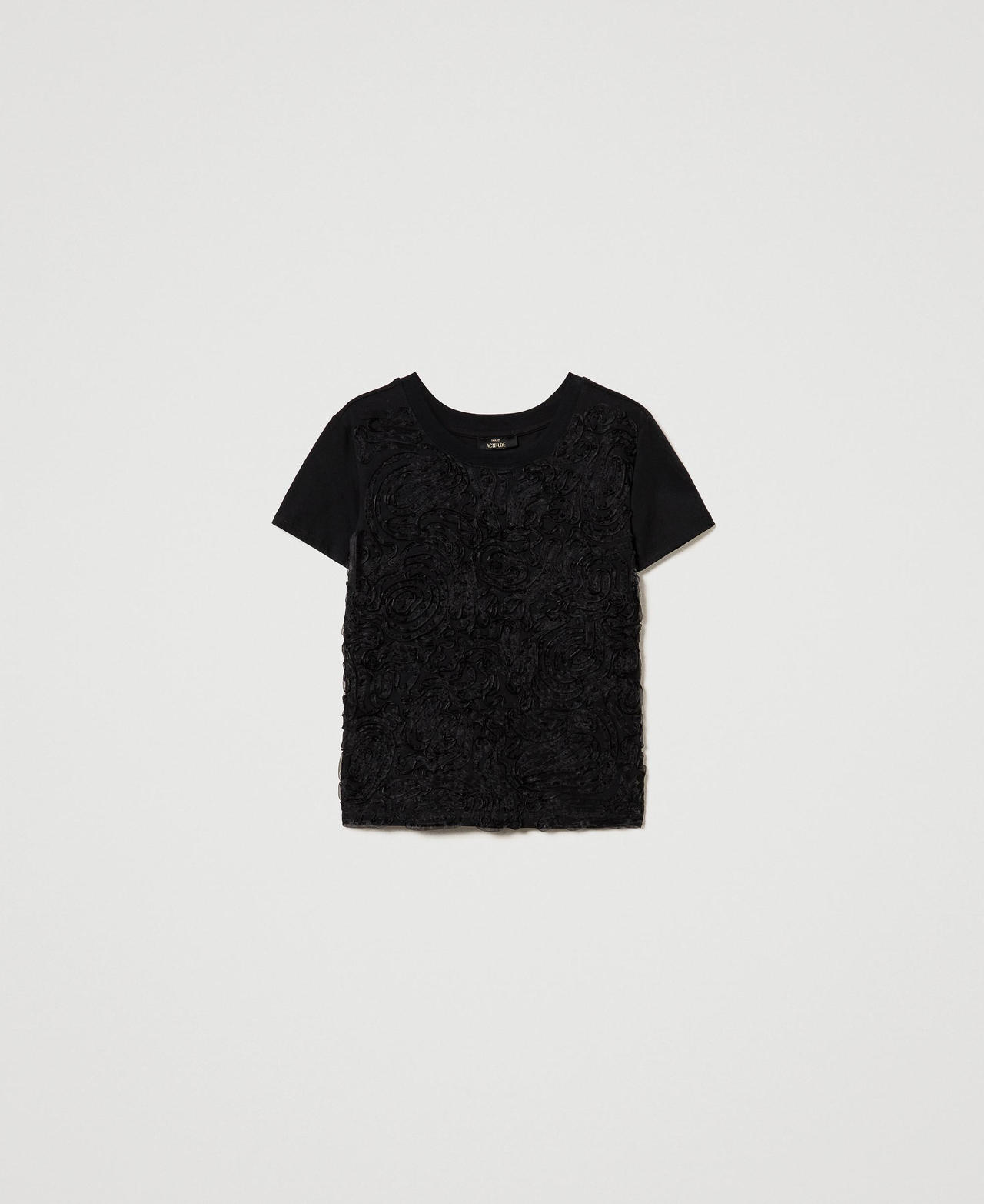 Scee by twin set T-shirt con ricami in organza