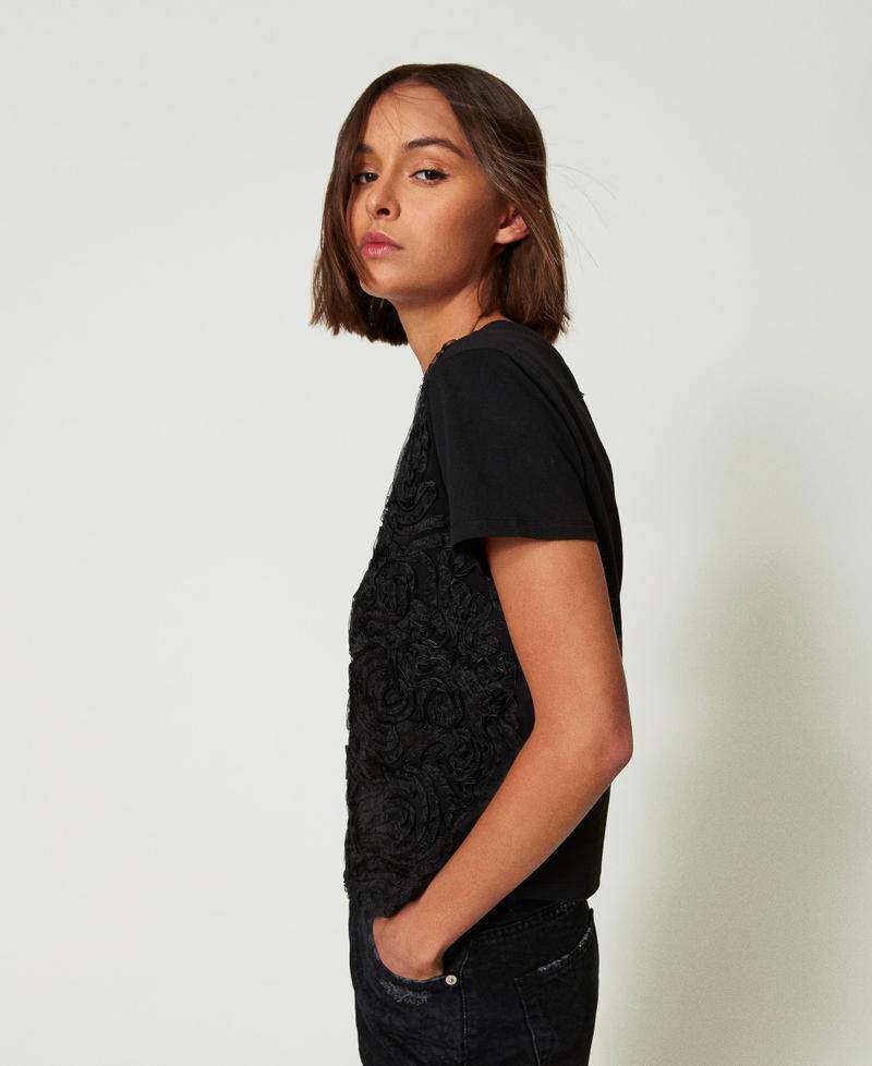 Scee by twin set T-shirt con ricami in organza Vendite Flash