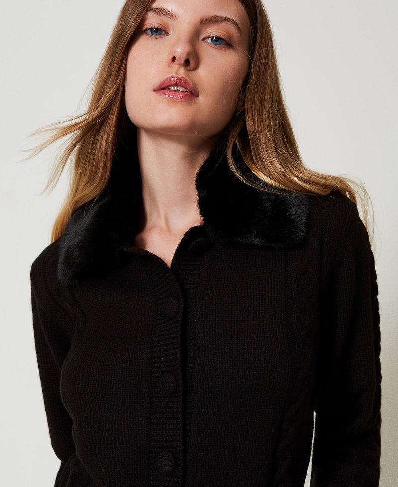 Scee by twin set Cardigan corto con collo in faux fur In Saldo