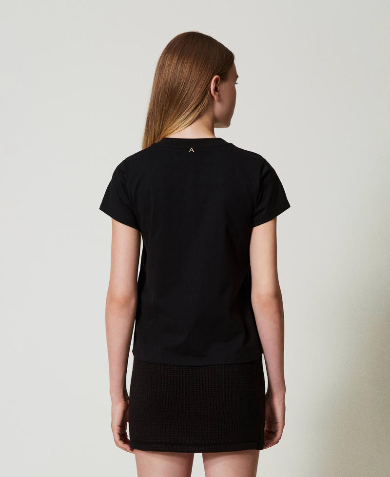 Scee by twin set T-shirt con logo e strass Italy