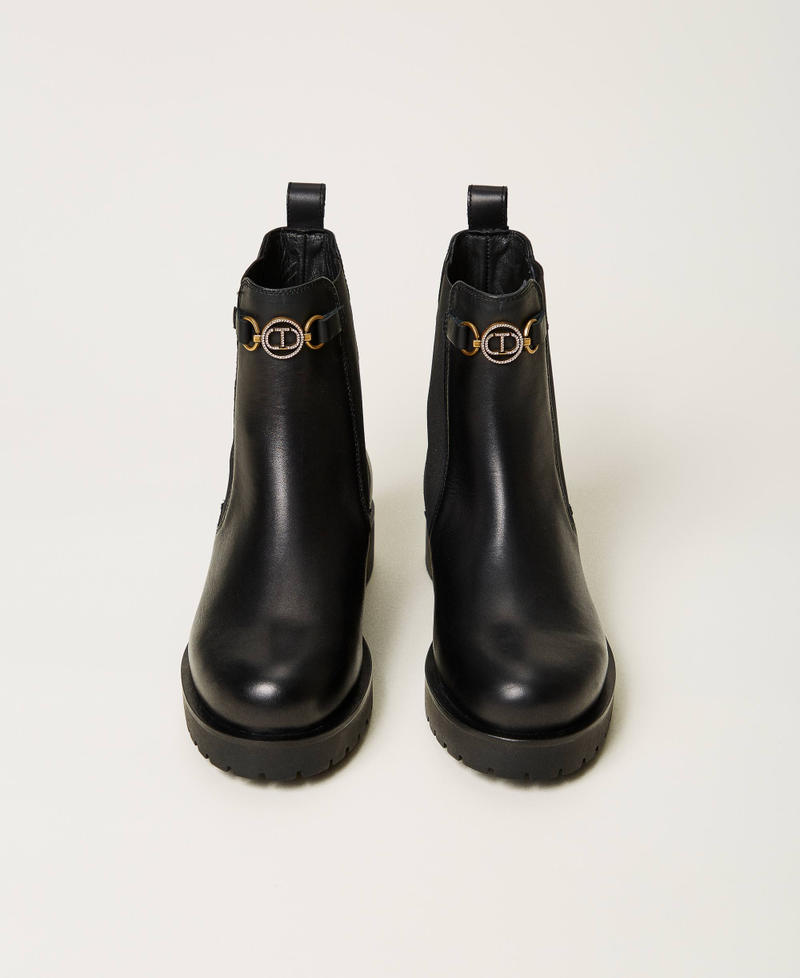 Scee by twin set Stivali chelsea in pelle con Oval T Italia