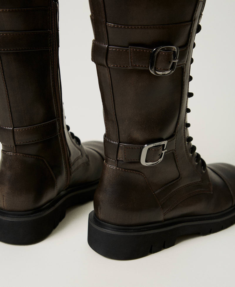 Scee by twin set Anfibi alti con cinturini Sconto