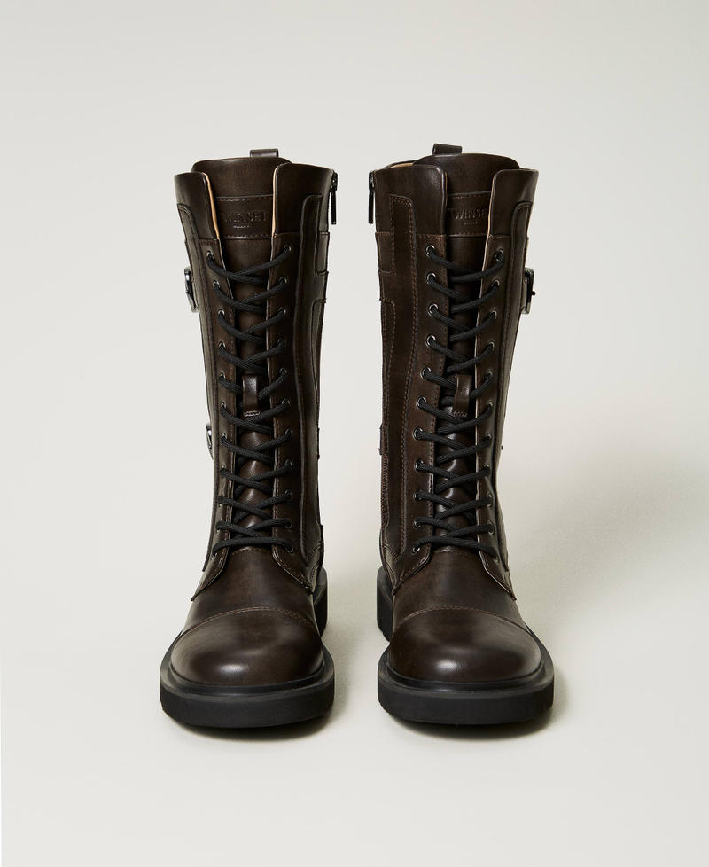 Scee by twin set Anfibi alti con cinturini Sconto