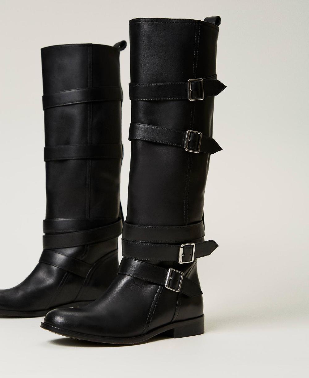 Scee by twin set Stivali in pelle con cinturini Offerta